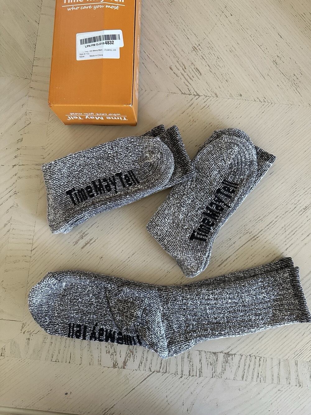 Time May Tell Men’s Merino Wool Socks (2 Pack) Size 9-13